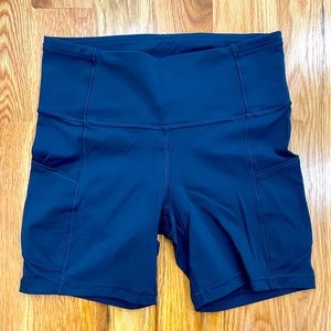 Navy Blue Lululemon Bike Shorts with pockets